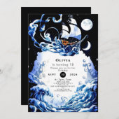 Eenvoudige bewerkbare Avontuur Pirate Verjaardag Kaart (Voorkant / Achterkant)