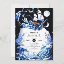 Eenvoudige bewerkbare Avontuur Pirate Verjaardag