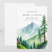 Eenvoudige bewerkbare berg save the date (Voorkant / Achterkant)