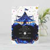 Eenvoudige bewerkbare Circus verjaardag Kaart (Staand voorkant)