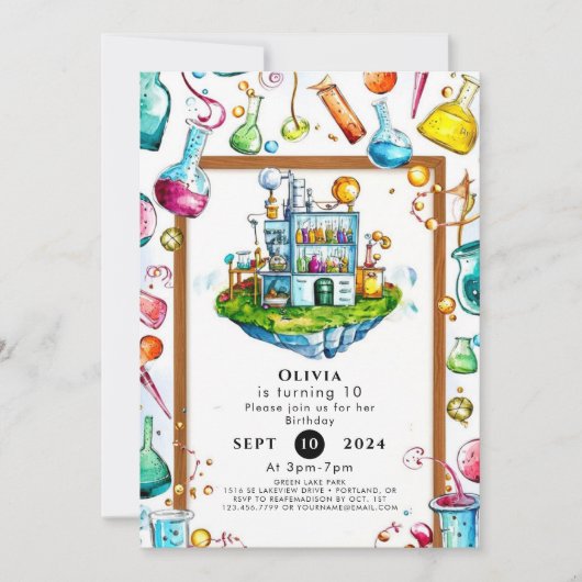 Eenvoudige bewerkbare Magic Scientist Verjaardag Kaart (Voorkant)