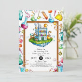 Eenvoudige bewerkbare Magic Scientist Verjaardag Kaart (Staand voorkant)