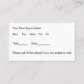 Eenvoudige bewerkbare medische afspraakkaarten afsprakenkaartje (Achterkant)