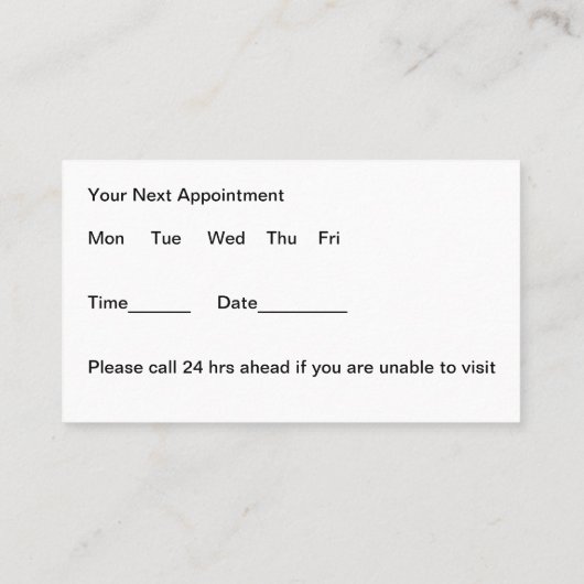 Eenvoudige bewerkbare medische afspraakkaarten afsprakenkaartje (Achterkant)