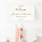 Eenvoudige bewerkbare witte gouden welkomstbruilof spandoek (Insitu)