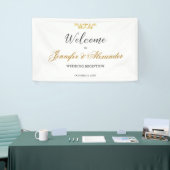 Eenvoudige bewerkbare witte gouden welkomstbruilof spandoek (Beurs)
