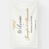 Eenvoudige bewerkbare witte gouden welkomstbruilof spandoek (Verticaal)