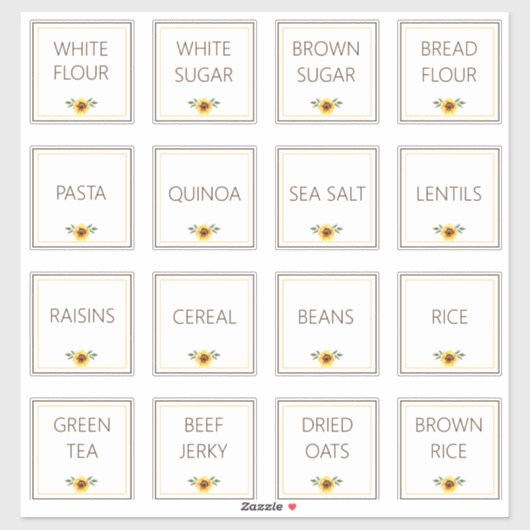 Eenvoudige bewerkbare Zonnebloemen Keuken Pantry Sticker (Vel)
