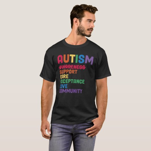 Eenvoudige bewustmaking van autisme bij de accepta t-shirt (Voorkant volledig)