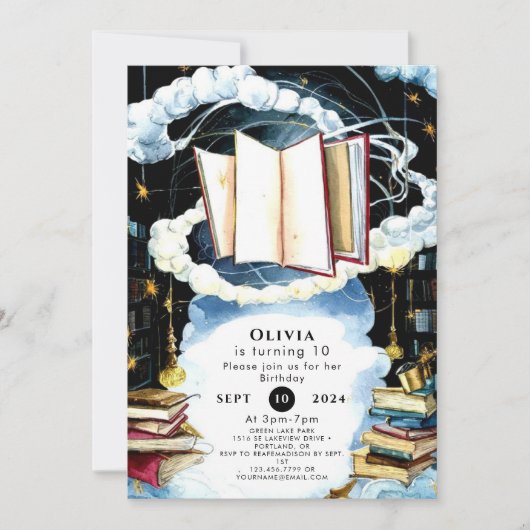 Eenvoudige Bibliotheek Sprookje Verjaardag Kaart (Voorkant)