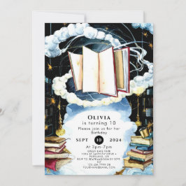 Eenvoudige Bibliotheek Sprookje Verjaardag Kaart