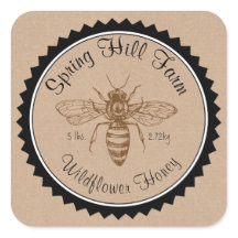 Eenvoudige Bij Tekening Kraft Papier Honingpot Sti