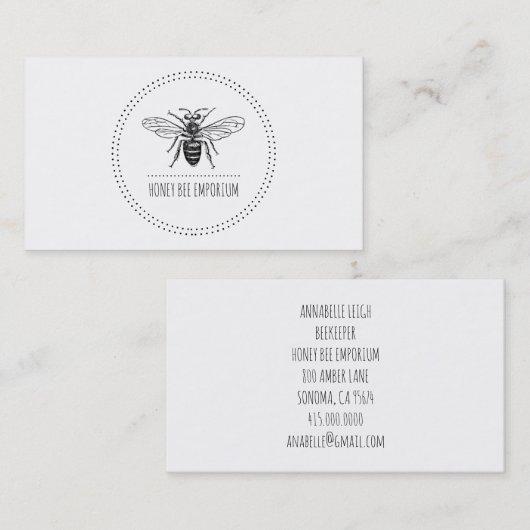 Eenvoudige bijenkorf in cirkel rond imker visitekaartje (Voorkant / Achterkant)