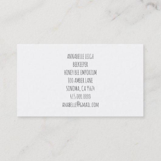 Eenvoudige bijenkorf in cirkel rond imker visitekaartje (Achterkant)