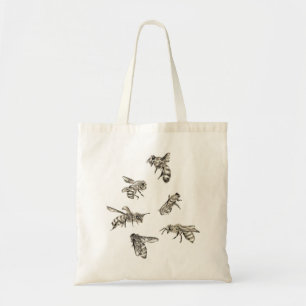 Eenvoudige bijentekeningen // Canvas tas
