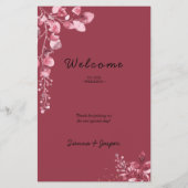 Eenvoudige bijtende Bourgogne Floral Bloom Wedding Flyer (Achterkant)