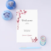 Eenvoudige bijtende Bourgogne Floral Bloom Wedding Flyer (Enkel)