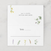 Eenvoudige bijtende Floral Boho Wildflower Wedding Plaatskaartje (Buitenkant ongevouwen)