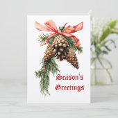 Eenvoudige bijtende kerstboom Pinecone Feestdagenkaart (Staand voorkant)