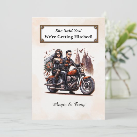Eenvoudige Biker bruiloft uitnodiging (Staand voorkant)