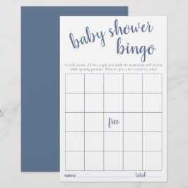 Eenvoudige Bingo Kaart | Dusty Blue Baby shower Ga