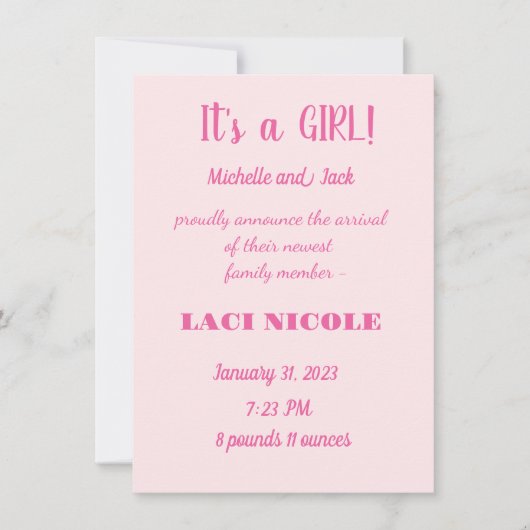 Eenvoudige BIRTH-AANMELDING Kaart (Voorkant)