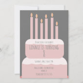 Eenvoudige Birthday-Cake met partijkaarsen roze Kaart (Voorkant)