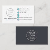 Eenvoudige Biz Custom Logo Social Media Icons Blau Visitekaartje (Voorkant / Achterkant)