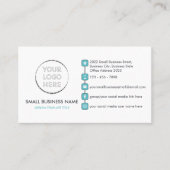 Eenvoudige Biz Custom Logo Social Media Icons Blau Visitekaartje (Voorkant)