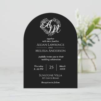 Eenvoudige Black and White Arch huwelijksuitnodigi Kaart