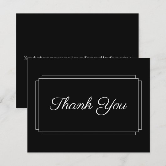 Eenvoudige Black and White Business-bedankkaart Bedankkaart (Voorkant / Achterkant)