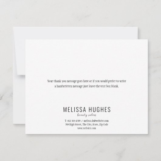 Eenvoudige Black and White Business-bedankkaart Bedankkaart (Achterkant)