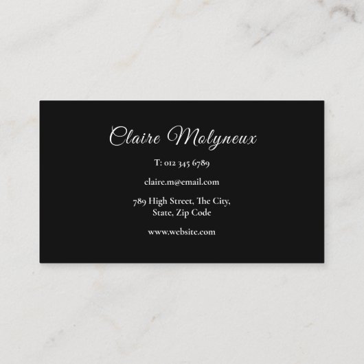 Eenvoudige Black and White Professional Visitekaartje (Achterkant)