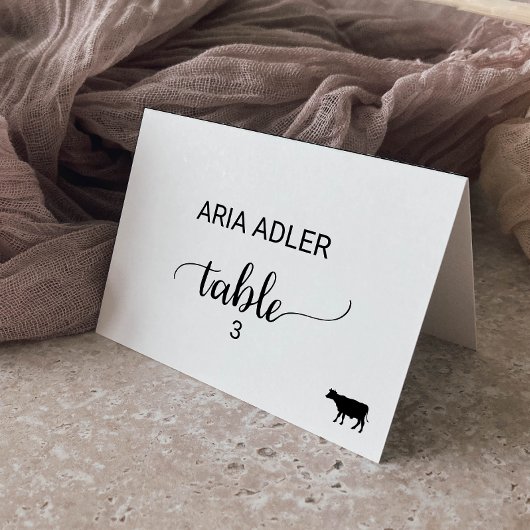 Eenvoudige Black Beef Meal Option Place Card Kaart