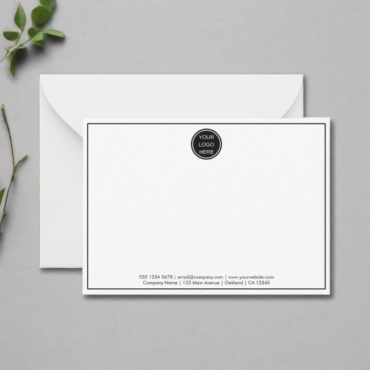 Eenvoudige Black Border Company Logo Branded Mail Notitiekaartje