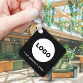 Eenvoudige Black Business Company Logo QR-code Sleutelhanger