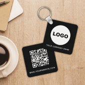 Eenvoudige Black Business Company Logo QR-code Sleutelhanger