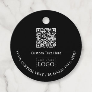 Eenvoudige Black Business Logo QR Code Promotie Bedankjes Labels