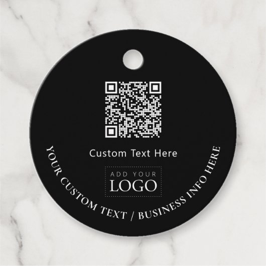 Eenvoudige Black Business Logo QR Code Promotie Bedankjes Labels (Voorkant)