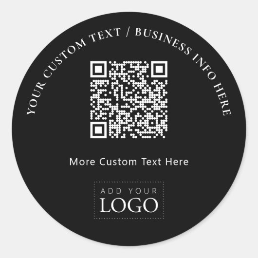Eenvoudige Black Business Logo QR Code Promotie Ronde Sticker (Voorkant)