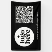 Eenvoudige Black Business Logo QR-code Spandoek (Verticaal)