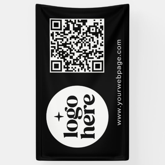 Eenvoudige Black Business Logo QR-code Spandoek (Verticaal)