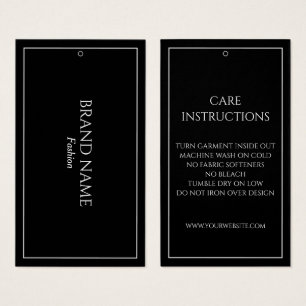 Eenvoudige Black Care-instructies Hang Labels Visitekaartje