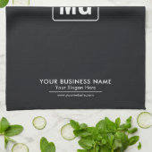 Eenvoudige Black Custom Monogram Logo Business Pro Theedoek (Gevouwen)