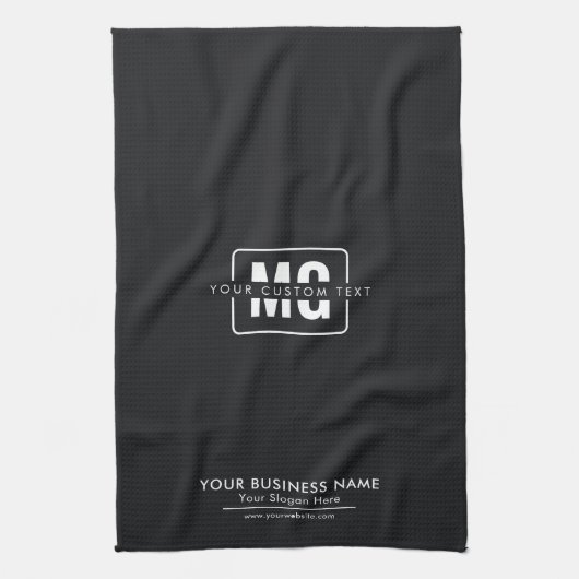 Eenvoudige Black Custom Monogram Logo Business Pro Theedoek (Verticaal)