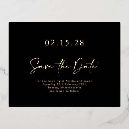 Eenvoudige Black Gold Luxe Folie Sla het Briefkaar Uitnodiging Briefkaart (Voorkant)