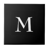 Eenvoudige BLACK-monogram Tegeltje (Voorkant)