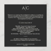 Eenvoudige Black Noir Monogram huwelijksceremonie Programmakaart (Voorkant)