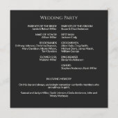 Eenvoudige Black Noir Monogram huwelijksceremonie Programmakaart (Achterkant)