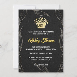Eenvoudige Black Pharmacy Graduation Invitations Kaart